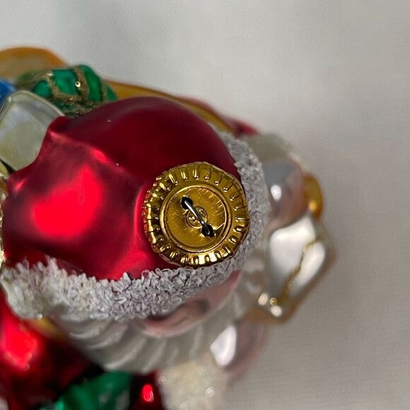 Vintage Santa Claus Christmas Ornament Handcrafted Glass Wreath List Toys - Picture 6 of 8
